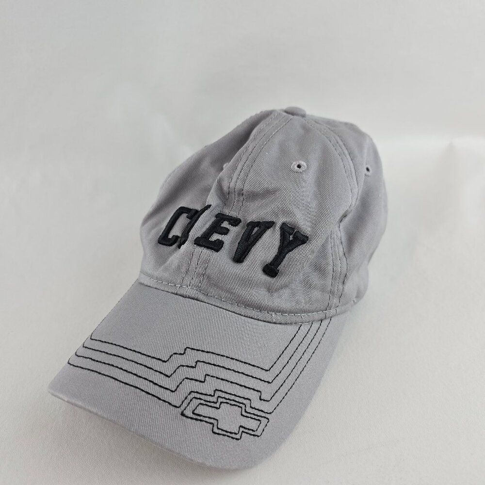 Chevy Hat Mens OS Gray Chevrolet Baseball Cap Adjustable Hat Trick Logo Driver